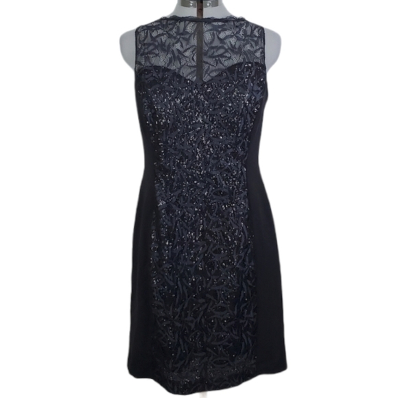 LAST CHANCE Badgley Mischka Collection sequin lace cocktail dress 14 - Picture 1 of 12